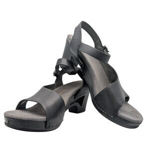 Dansko Black Tasha Leather Slingback Sandal Size Womens 7.5-8 / Euro 38